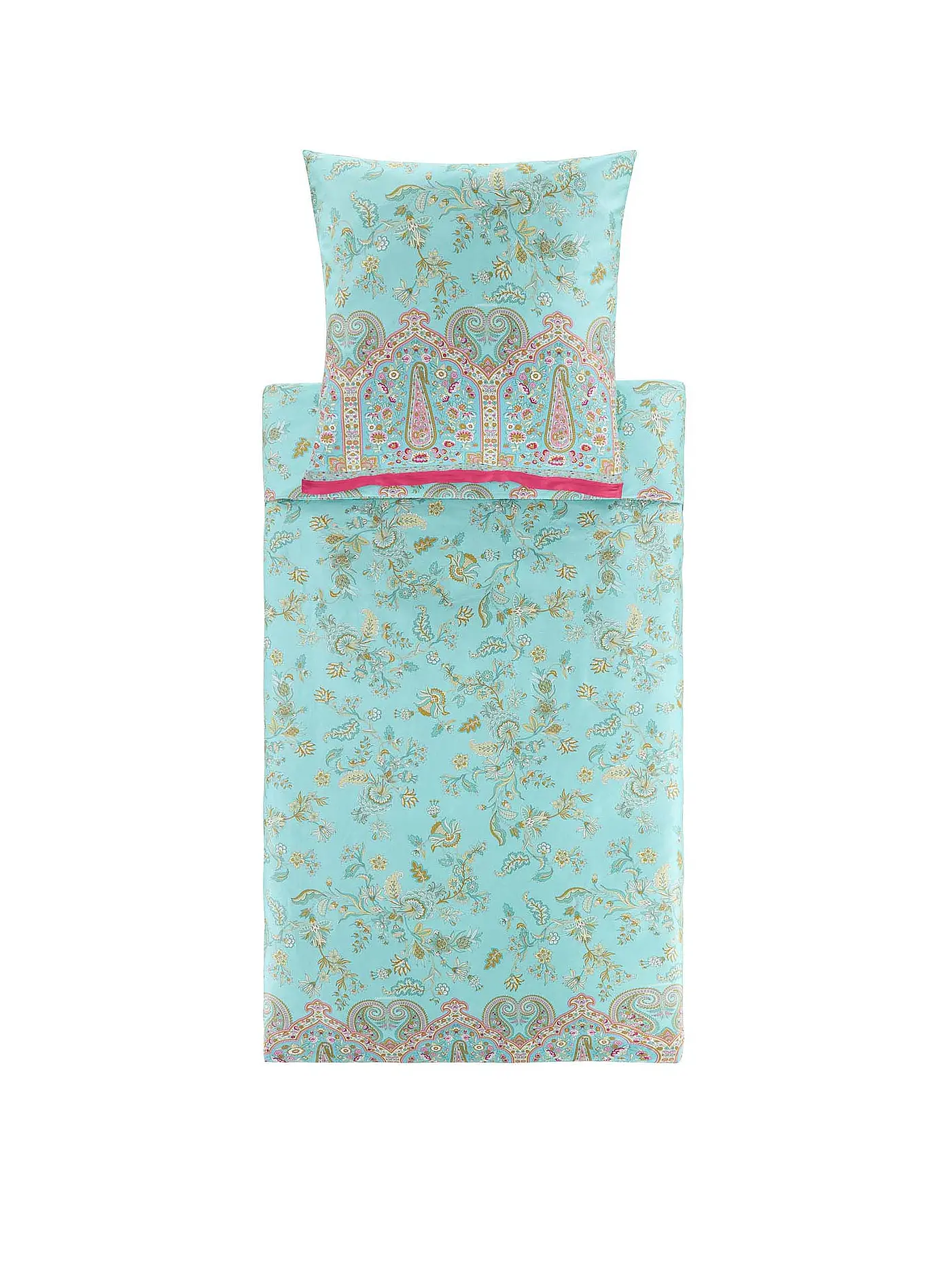 BASSETTI | Satin Bettwäsche INDIAN ROSES 70x90cm/140x200cm Mint | 